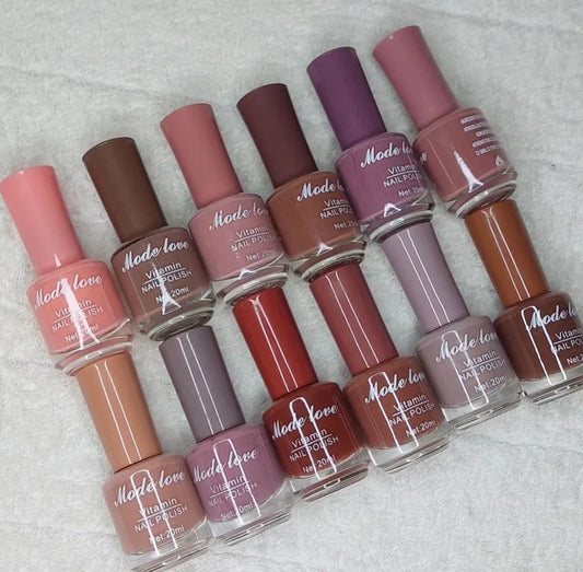 Nude Nail Polish Set of 12 with See Through Zipper Travel Bag